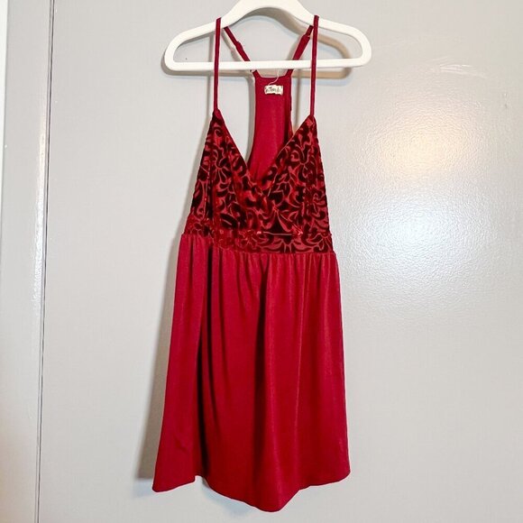Hollister Tops - Hollister Cranberry Velour Design Fit & Flare Tank Top Size S